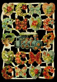 Glanzbilder mit Silber-Glimmer - Blumen mit Blumenlok