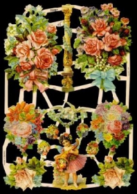 Glanzbilder mit Silber-Glimmer - Blumen und ein Kind