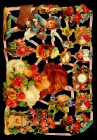 Glanzbilder - Kinder und Blumen