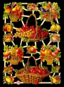 Glanzbilder mit Silber-Glimmer - leckerer Obstkorb