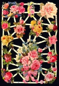 Glanzbilder mit Silber-Glimmer - verschiedene Rosen und Rosensträuße