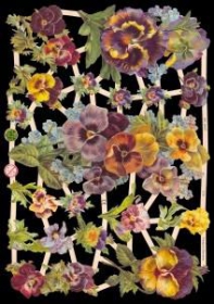 Glanzbilder mit Silber-Glimmer - Stiefmütterchen