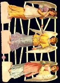 Glanzbilder - 3 große Engel auf je einer Wolke