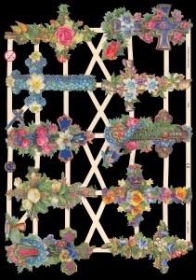 Glanzbilder mit Silber-Glimmer - 10 Blumenkreuze