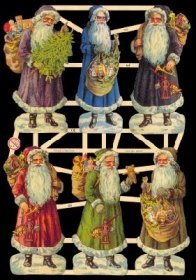 Glanzbilder mit Gold-Glimmer - Sechs Weihnachtsmänner