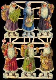 Glanzbilder - Sechs Weihnachtsmänner Glanzbilder - Sechs Weihnachtsmänner