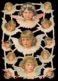 Glanzbilder - 3 große und 10 kleine Engelköpfe Glanzbilder - 3 große und 10 kleine Engelköpfe