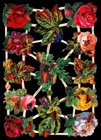 Glanzbilder - Blumen mit Insekten