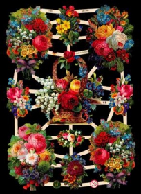 Glanzbilder mit Silber-Glimmer - Blumenkörbe und Blumensträuße