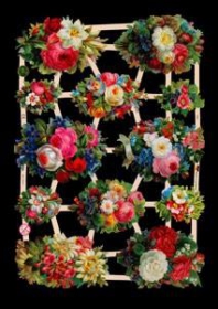 Glanzbilder mit Silber-Glimmer - 12 Blumensträuße