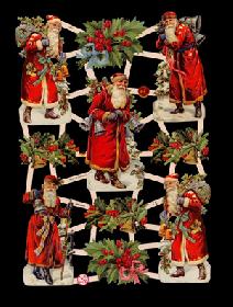 Glanzbilder - Weihnachtsmänner mit Ilex Glanzbilder - Weihnachtsmänner mit Ilex