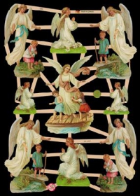 Glanzbilder mit Silber-Glimmer - 9 Schutzengel mit Kinder