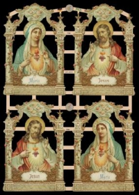 Glanzbilder mit Silber-Glimmer - 4 Bilder mit Maria uns Jesus