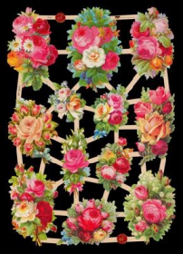 Glanzbilder mit Silber-Glimmer - 12 Rosensträuße