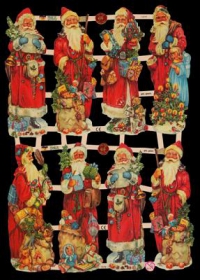 Glanzbilder mit Gold-Glimmer - 8 Weihnachtsmänner Glanzbilder mit Gold-Glimmer - 8 Weihnachtsmänner