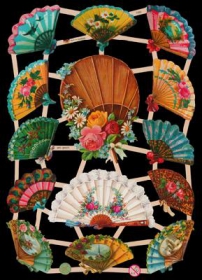 Glanzbilder mit Silber-Glimmer - 14 Fächer mit Blumen