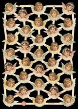 Glanzbilder mit Gold-Glimmer - 33 Engelköpfe