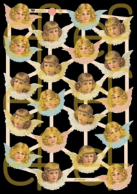 Glanzbilder mit Gold-Glimmer - 20 Engelköpfe