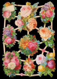 Glanzbilder mit Silber-Glimmer - 9 Rosensträuße