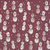 Servietten 25x25 cm - HAPPY SNOWMEN ALLOVER red