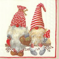 Servietten 33x33 cm - FRIENDLY TOMTE red