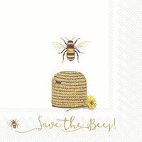 Servietten 33x33 cm - SAVE THE BEES! white