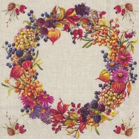 Servietten 33x33 cm - AUTUMN WREATH linen