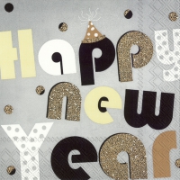 Servietten 33x33 cm - PARTY YEAR grey