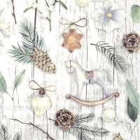 Servietten 33x33 cm - WHITE XMAS DECO grey