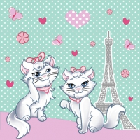Servietten 33x33 cm - Chic Kitties in Paris