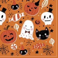 Servietten 33x33 cm - Orange Halloween Booo 