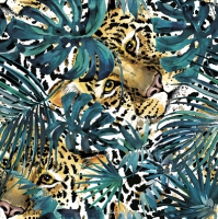 Servietten 33x33 cm - Hidden Leopard with Turquoise Monsteras Servietten 33x33 cm - Hidden Leopard with Turquoise Monsteras