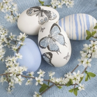 Servietten 33x33 cm - Decoupage Eggs with Cherry Twigs