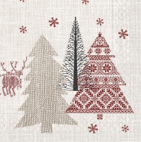 Tissue Servietten 33x33 cm - Rudi  (sand/bordeaux)