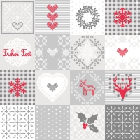 Linclass Servietten 40x40 cm - Pepe (grau/rot) Linclass Servietten 40x40 cm - Pepe (grau/rot)