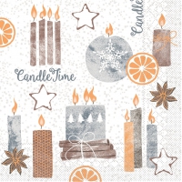 Tissue Servietten 33x33 cm - Candle Time  (grau)