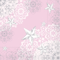 Tissue Servietten 33x33 cm - STERNENSCHEIN rose-silber