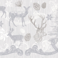 Linclass Servietten 40x40 cm - BRUNO grau-silber