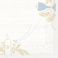 Tissue Servietten 33x33 cm - Kommunion/Konfirmation  (blau/grau)