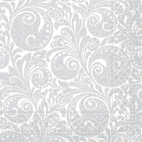 Tissue Servietten 33x33 cm - Jordan  (weiss/silber)