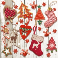 Servietten 33x33 cm - X-mas Tags Servietten 33x33 cm - X-mas Tags