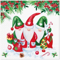 Servietten 33x33 cm - Christmas Gnomes
