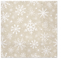 Servietten 33x33 cm - Christmas Snowflakes beige