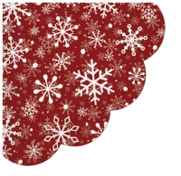 Servietten - Rund - Christmas Snowflakes red