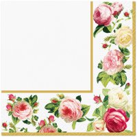 Servietten 33x33 cm - Rosy Frame (gold) Servietten 33x33 cm - Rosy Frame (gold)