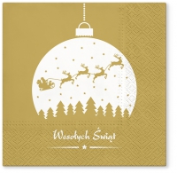 Servietten 33x33 cm - Wishes on bauble gold Servietten 33x33 cm - Wishes on bauble gold