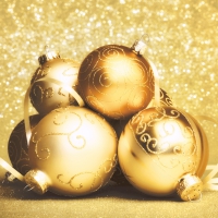 Servietten 33x33 cm - Golden baubles