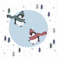 Servietten 33x33 cm - Penguin skate