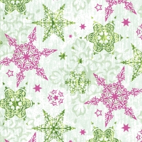 Servietten 33x33 cm - Delicate stars green