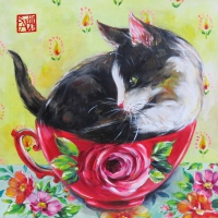 Servietten 33x33 cm - Chat en Rose